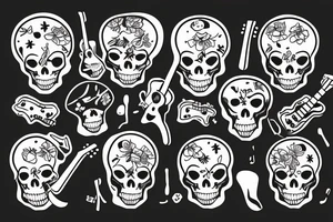 skeleton playing guitar tattoo idea