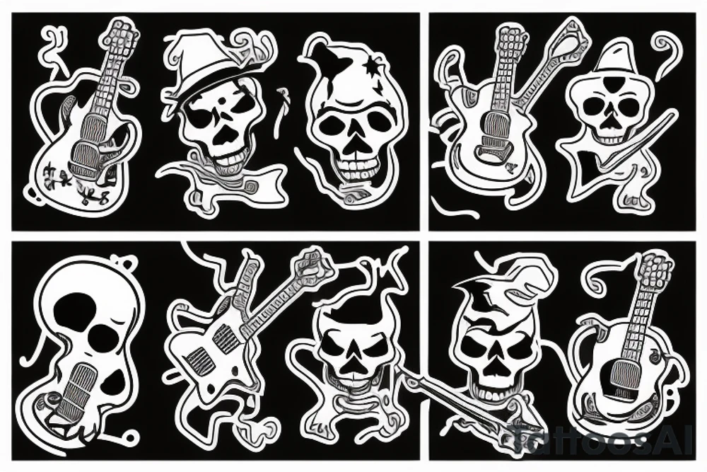 skeleton playing lead guitar tattoo idea
