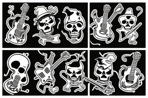 skeleton playing lead guitar tattoo idea