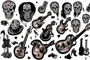 skeleton playing lead guitar tattoo idea