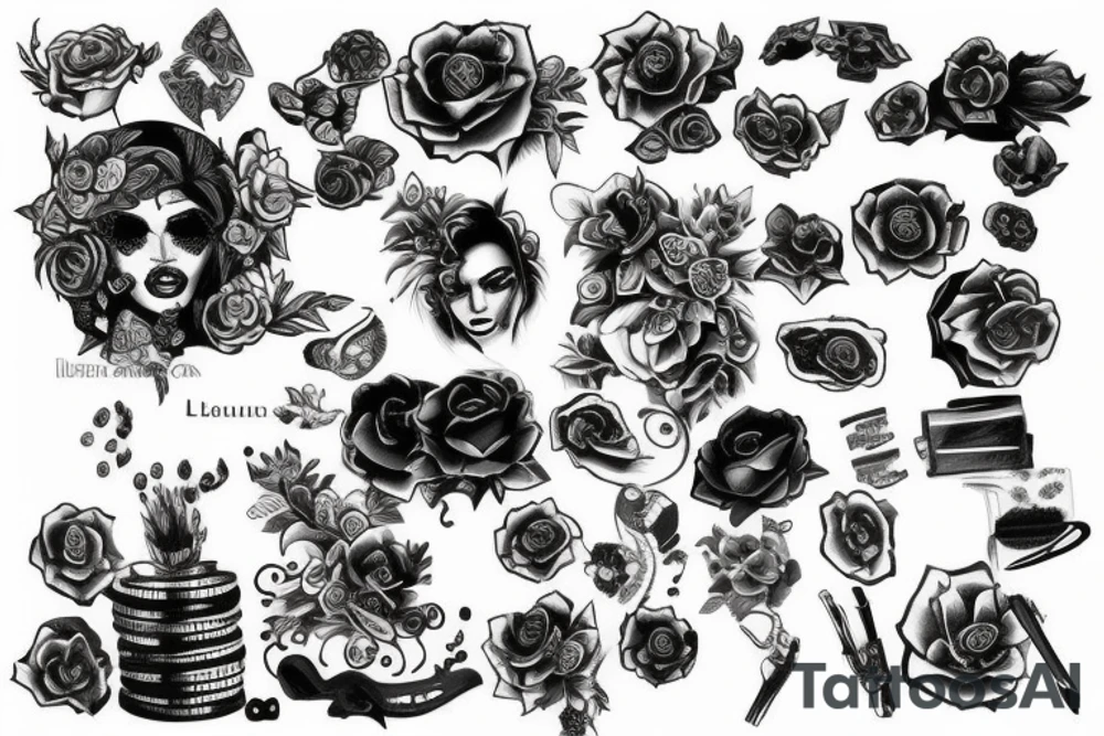 Luxury Matte black money tattoo idea