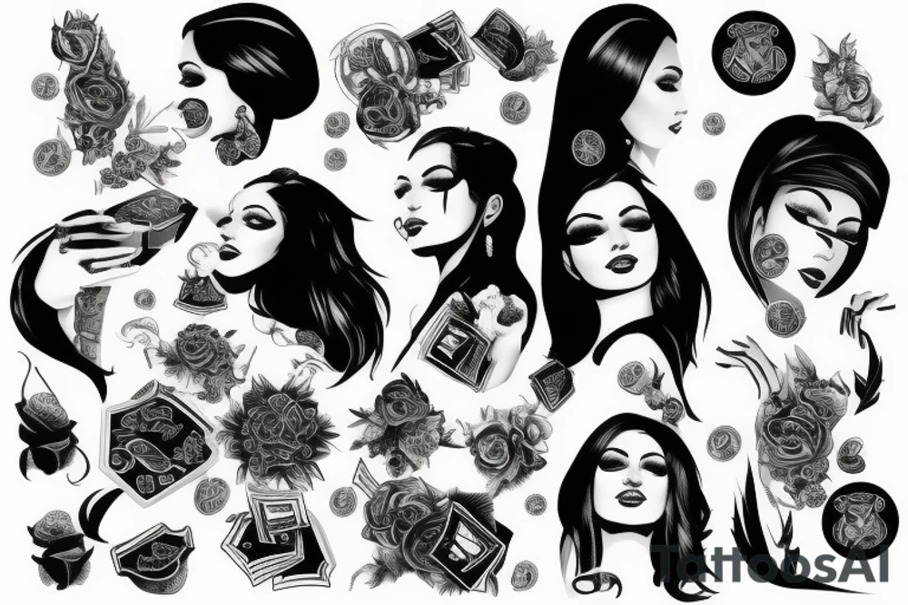 Luxury Matte black money tattoo idea