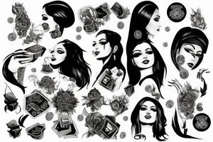 Luxury Matte black money tattoo idea