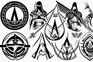 Assassins Creed Symbol with Christian theme tattoo idea
