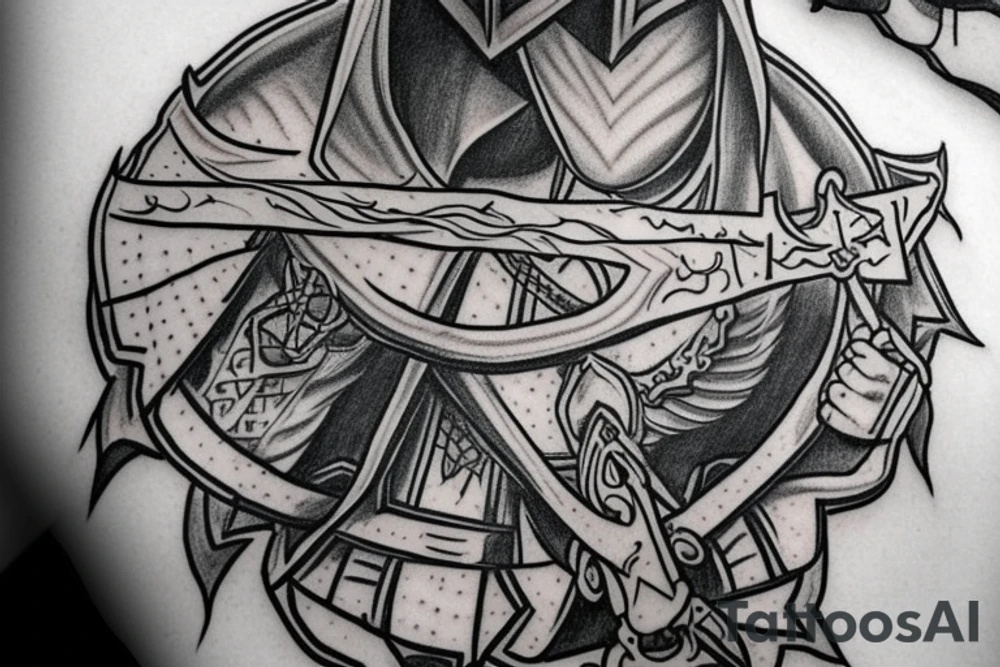 Assassins Creed Symbol with a Christian theme tattoo idea