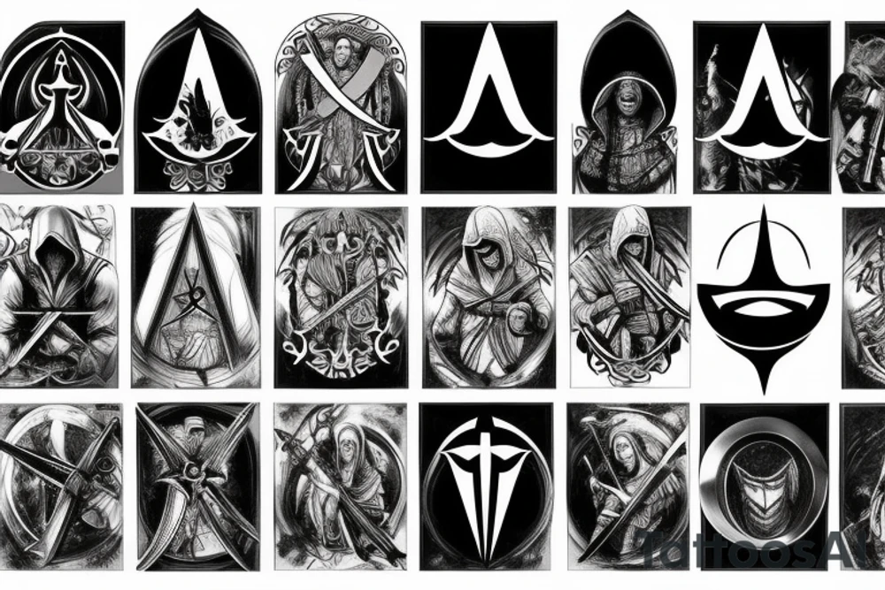 Assassins Creed Symbol with a Christian theme tattoo idea
