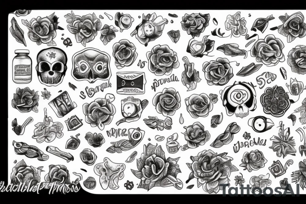 tarro de pastillas, medicamentos, psicodelico tattoo idea