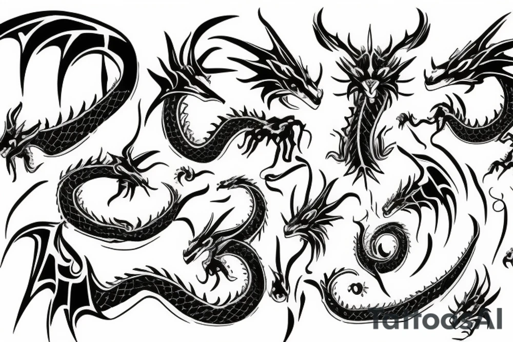 Twin dragon tattoo idea