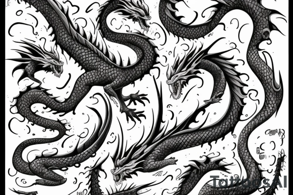 Twin dragon tattoo idea
