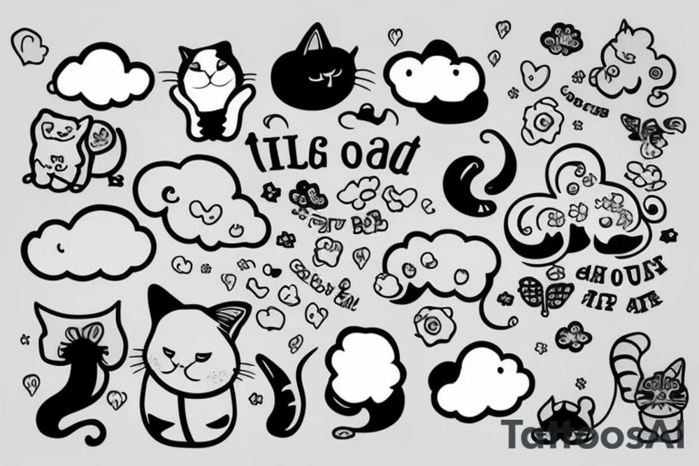 a cloud with a cat sitting on it tattoo idea