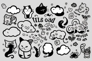 a cloud with a cat sitting on it tattoo idea