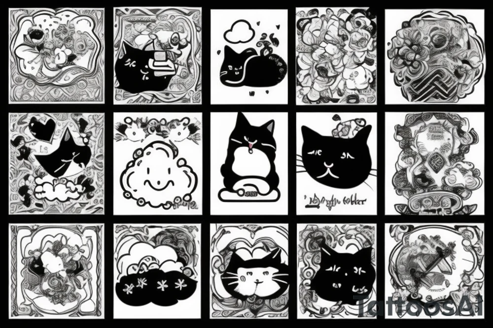 a cloud with a cat sitting on it tattoo idea