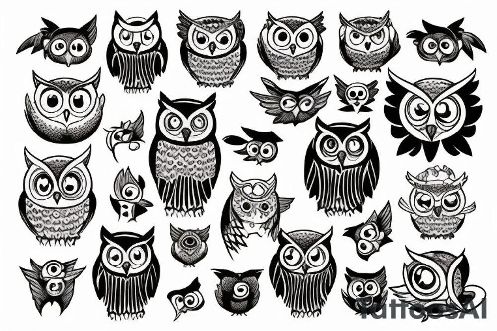 owl in a library tattoo idea
