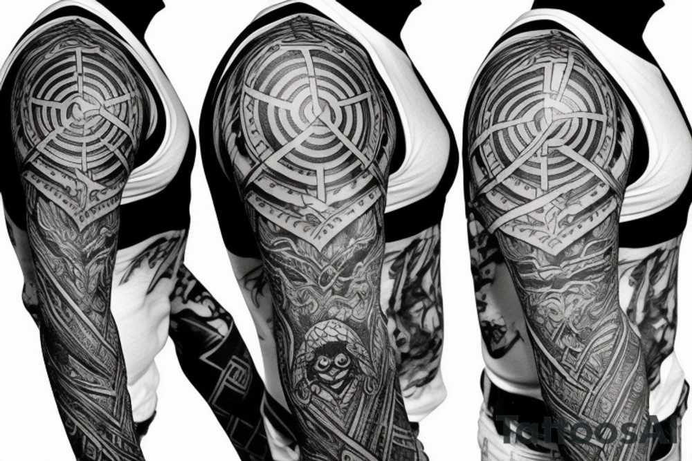 Odin Nordic sleeve tattoo idea