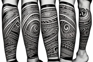Polynesian Tribal Island full leg tattoo idea