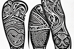Polynesian Tribal Island full leg tattoo idea