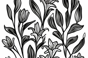 small lily flowers. fine line tattoo idea