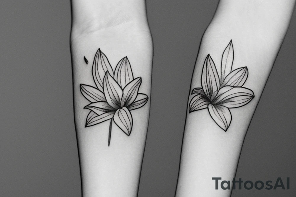small lily flowers. fine line tattoo idea