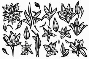 small lily flowers. fine line tattoo idea