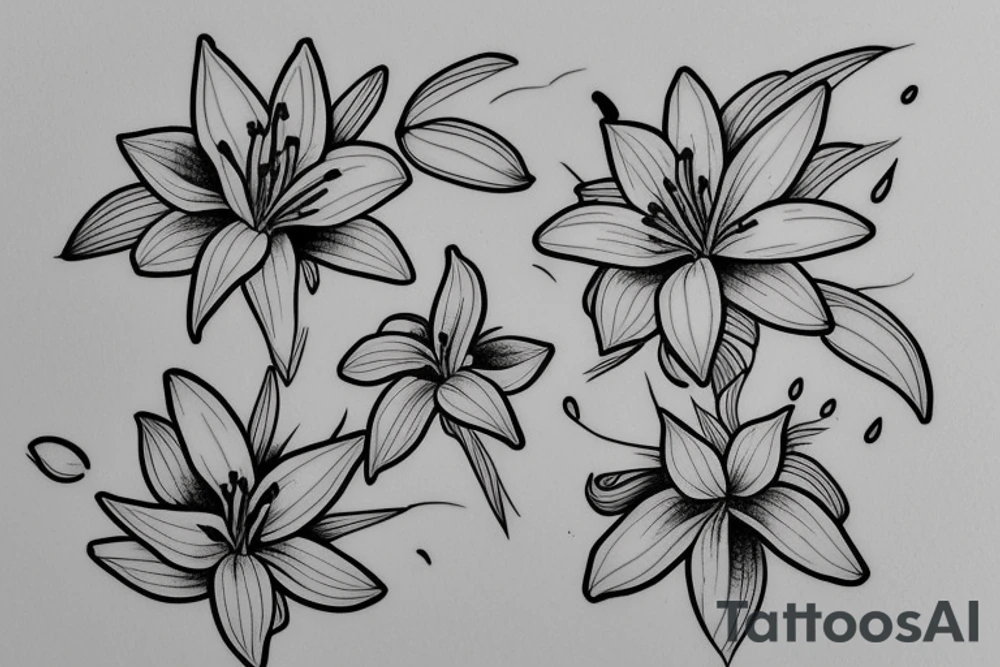 small lily flowers. fine line tattoo idea