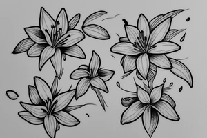 small lily flowers. fine line tattoo idea