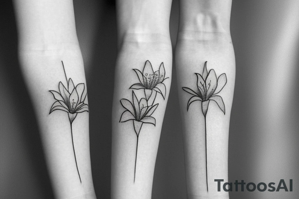 small lily flowers. single needle tattoo idea