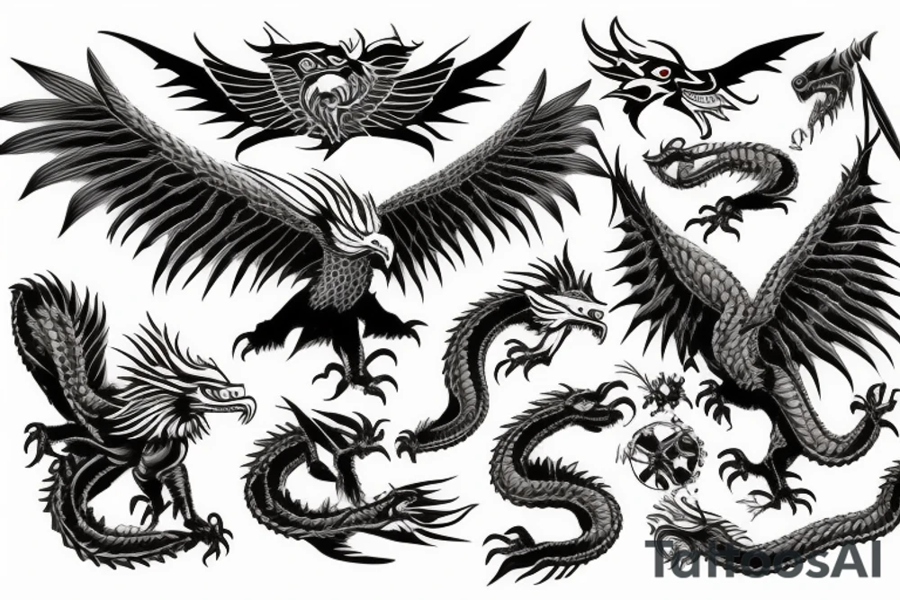 eagle fighting the dragon tattoo idea