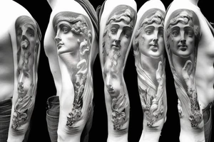 ancient Greek gods in the form of marble statues tattoo idea