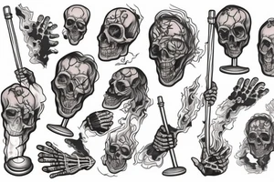 an extinguished olympic torch in a skeletal hand tattoo idea