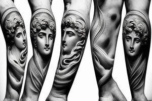 ancient Greek gods in the form of marble statues tattoo idea