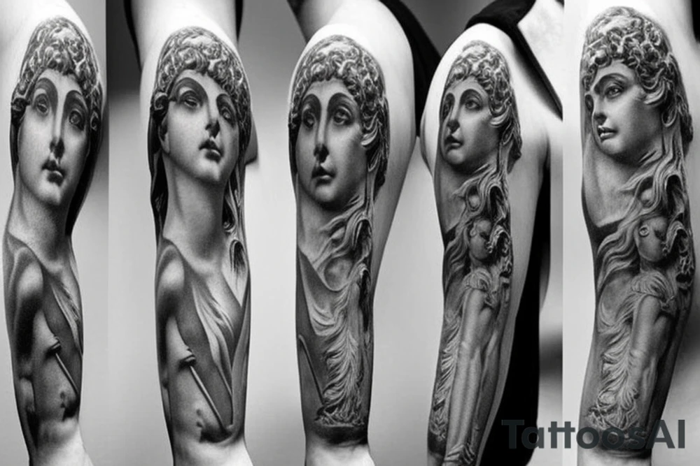 ancient Greek gods in the form of marble statues tattoo idea