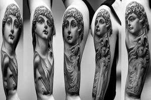 ancient Greek gods in the form of marble statues tattoo idea