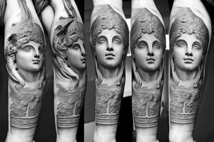 ancient Greek man gods in the form of marble statues tattoo idea
