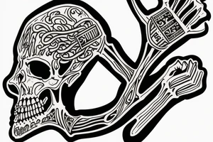 an extinguished olympic torch in a skeletal hand tattoo idea