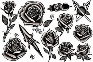 A rose pierced with a dagger tattoo idea