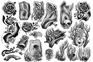Wood forest rock tattoo idea