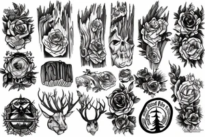 Wood forest rock tattoo idea