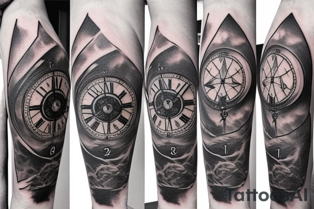compass, hourglass, old clock, adventure, travel tattoo idea