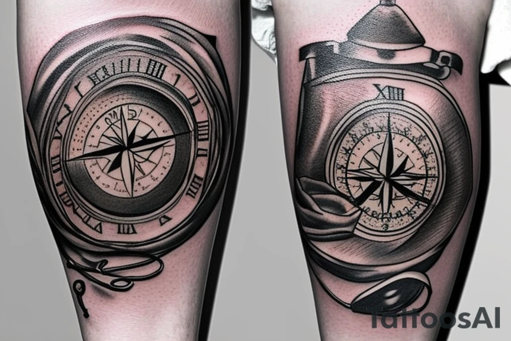 compass, hourglass, old clock, adventure, travel tattoo idea