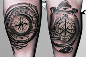 compass, hourglass, old clock, adventure, travel tattoo idea
