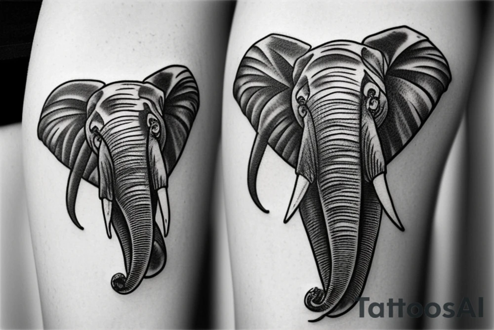 Elephant Trunk Holding A vintage revolver gun realistic tattoo idea