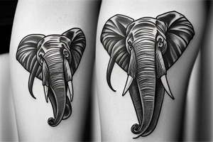 Elephant Trunk Holding A vintage revolver gun realistic tattoo idea