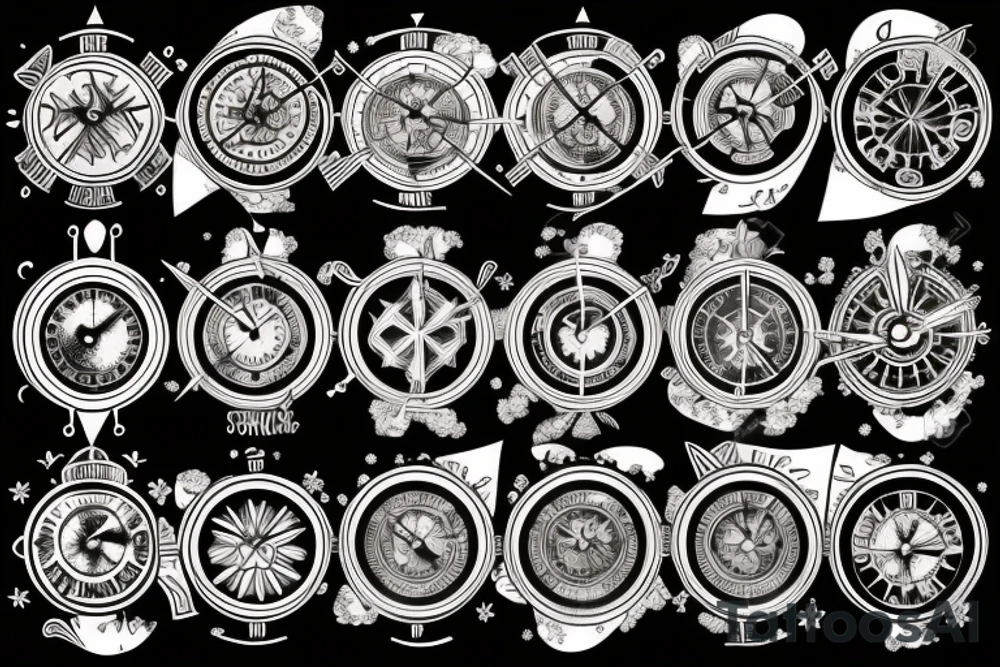 compass, hourglass, old clock, adventure, travel tattoo idea