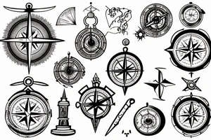 compass, hourglass, adventure, travel tattoo idea