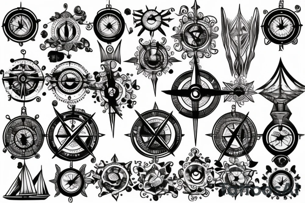 compass, hourglass, adventure, travel tattoo idea