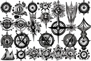 compass, hourglass, adventure, travel tattoo idea