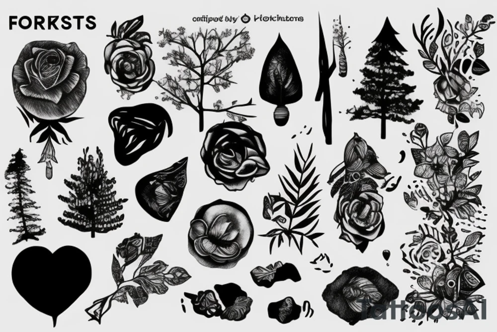 forest rocks tattoo idea