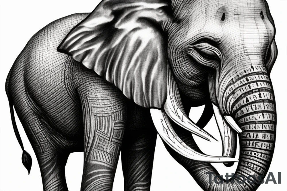 Elephant Trunk Holding A vintage revolver gun realistic tattoo idea