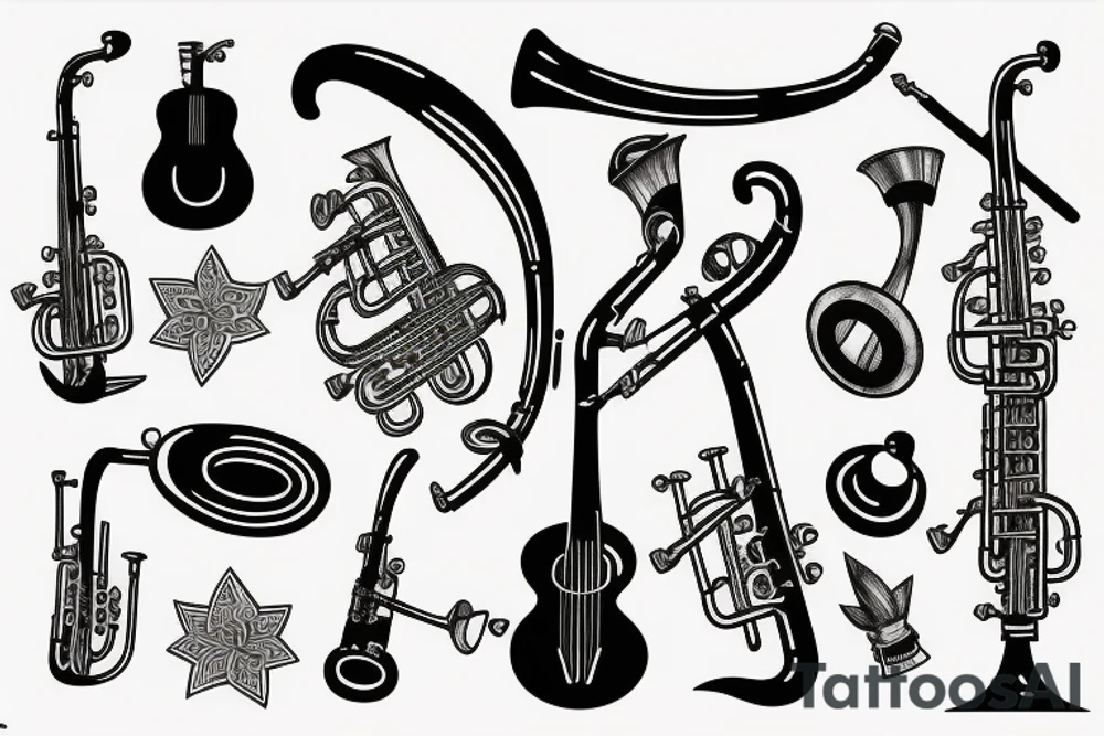 Trumpet and Ukulele tattoo idea