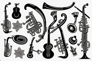 Trumpet and Ukulele tattoo idea